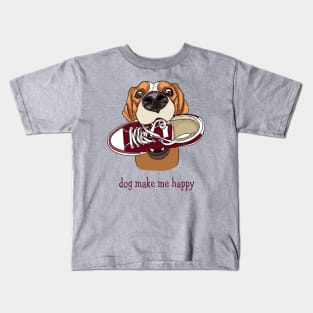 life with a dog. Dog make me happy Kids T-Shirt